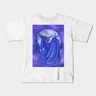 Moon glow dragon with moon by Renee Lavoie Kids T-Shirt